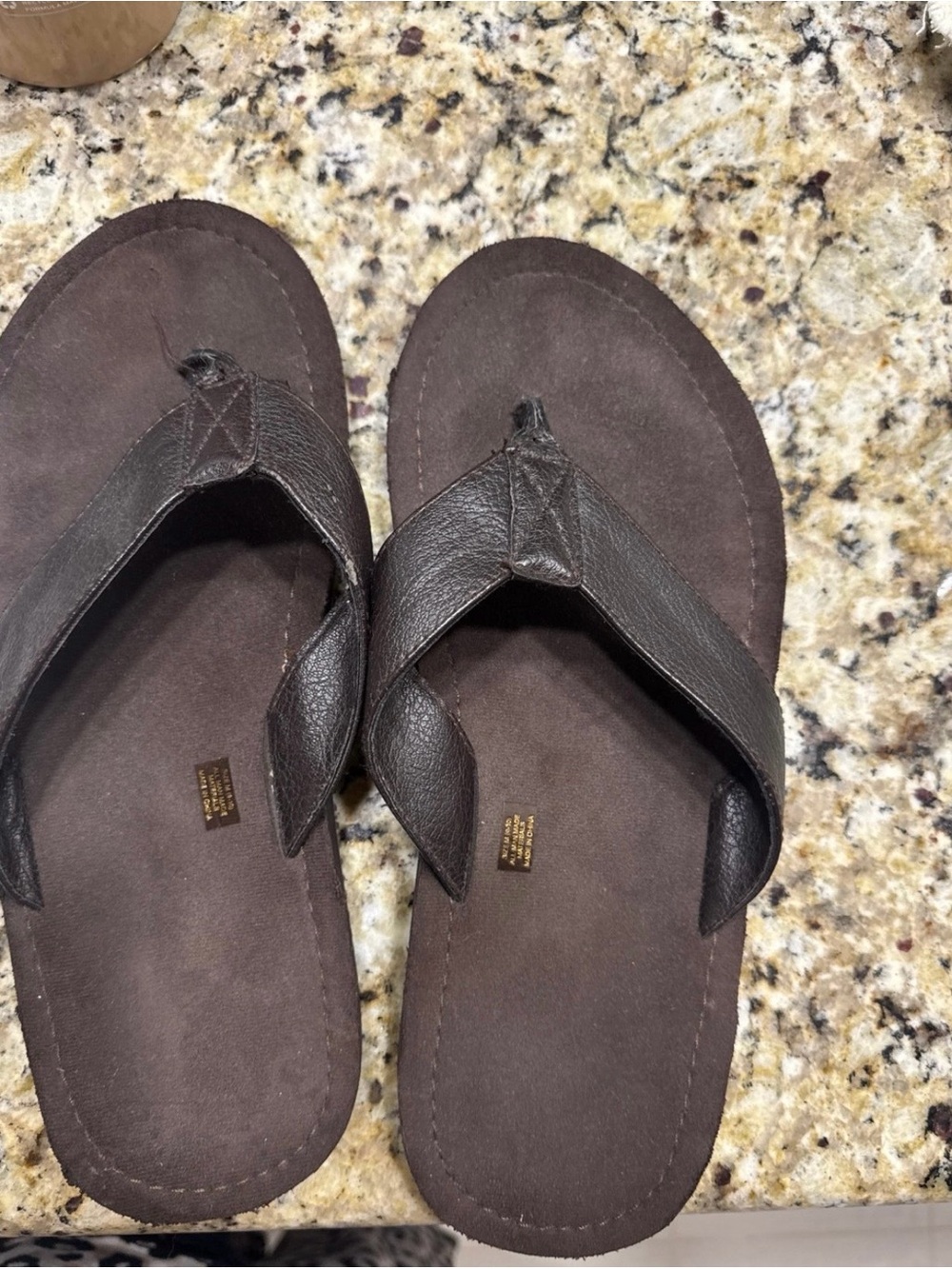 Men's Brown Leather Flip-Flop Sandals - Casual Everyday Comfort